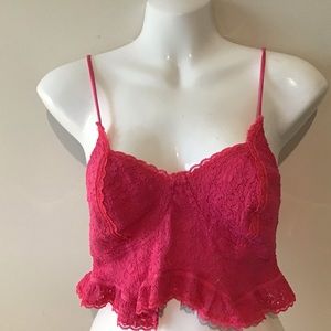 Halter Top Medium Pink Lace Ruffle NWT Free